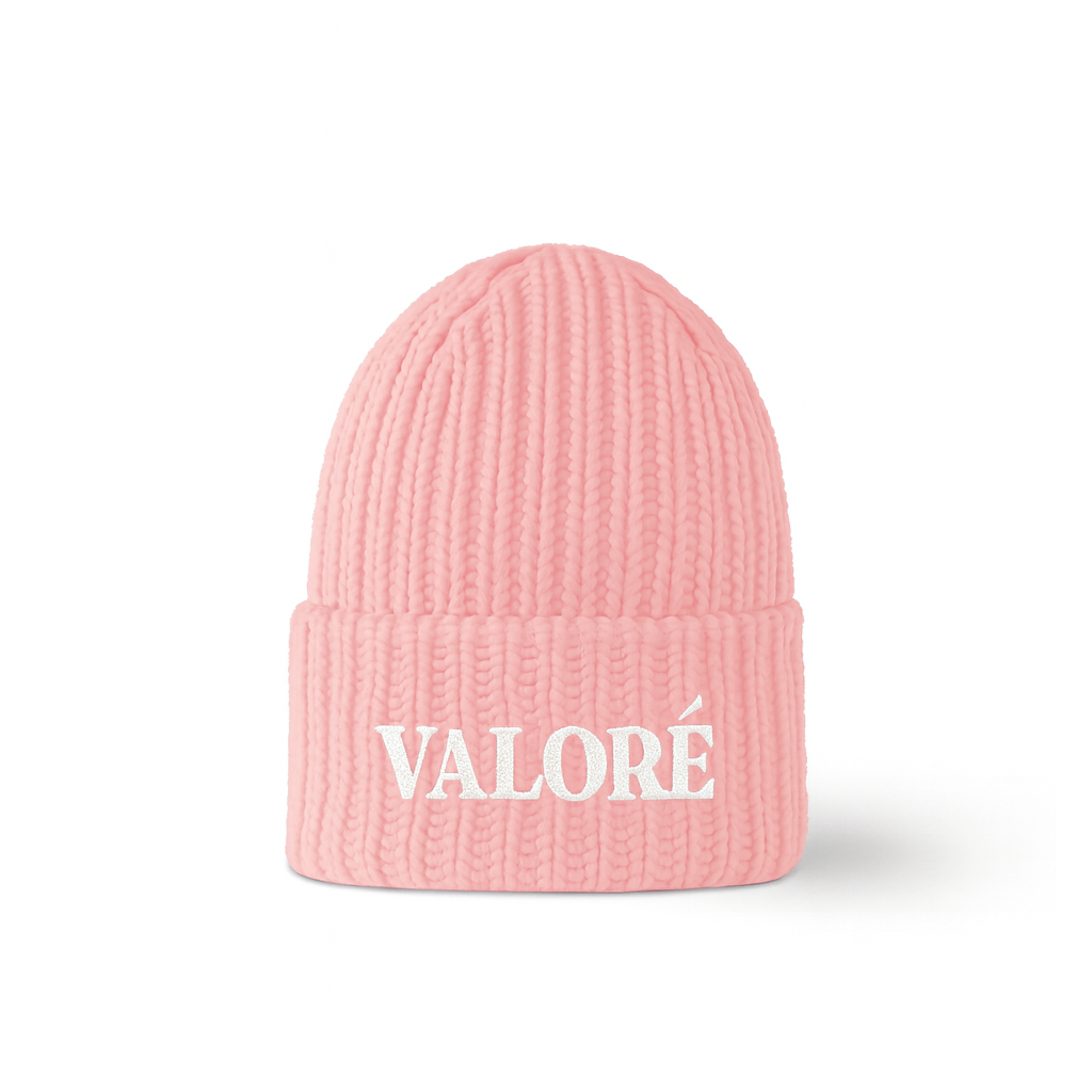 VALORÉ Classic Knit Beanie – Pink